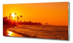 Foto obraz sklo tvrzené Západ slunce pláž osh-112375136
