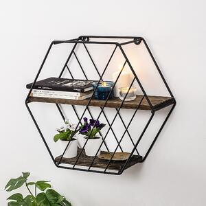 Kalune Design Nástěnná police LILIALES z masivu tmavý ořech