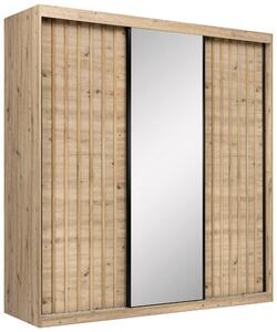 ŠATNÍ SKŘÍŇ S POSUVNÝMI DVEŘM, dub artisan, 200/215/59,5 cm P & B - Šatní skříně, Online Only