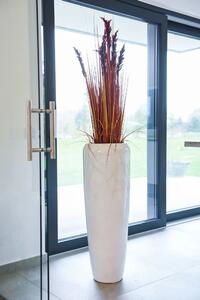 Exkluzivní květináč CAVITA, sklolaminát, výška 97 cm, bílý mramor, lesk