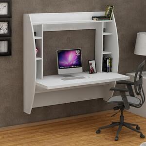 Kalune Design Nástěnný psací stůl Buglem s vestavěným regálem bílý