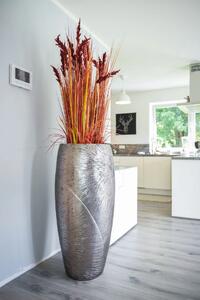 Luxusní květináč ROYAL, sklolaminát, výška 107 cm, stříbrno-černý