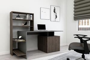 Kalune Design Psací stůl Melis s vestavěným regálem a skříňkou antracitový/ořech