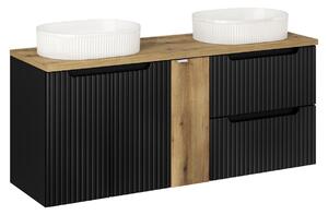 Koupelnová skříňka s umyvadlem a deskou NOVA Black DU140/1 | 140 cm