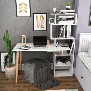 Kalune Design Psací stůl VINA s vestavěnou knihovnou bílý