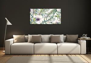 Moderní skleněný obraz z fotografie Kapradina a květiny osh-115513944