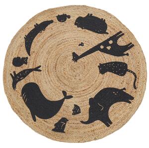 Dětský kulatý koberec z juty se zvířecím motivem ⌀ 120 cm béžová EARTH