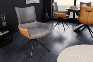 Jídelní židle ALPINE šedá/hnědá mikrovlákno otočná Nábytek | Jídelní prostory | Jídelní židle | Všechny jídelní židle