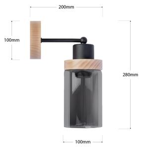 Nástěnná lampa WOODNEST 1xE27/15W/230V borovice/kouřová černá