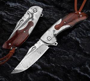 KnifeBoss damaškový zavírací nůž Classic Rosewood