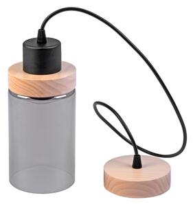 Lustr na lanku WOODNEST 1xE27/15W/230V borovice/kouřová černá
