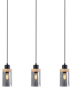 Lustr na lanku WOODNEST 3xE27/15W/230V borovice/kouřová černá