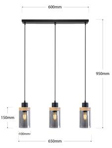 Lustr na lanku WOODNEST 3xE27/15W/230V borovice/kouřová černá