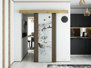 Posuvné dveře se zrcadlem Modern II - 90 cm s tlumeným dojezdem Barva: Dub Artisan/černá