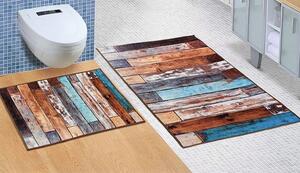 Bellatex koupelnové předložky 3D tisk sada bez výkroje dřevěná podlaha 60x100+60x50 cm