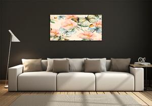 Foto-obraz na skle horizontální Motýli a květiny osh-117916209