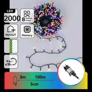 Aigostar - LED Venkovní vánoční řetěz 2000xLED/8 funkcí 103m IP44 multicolor