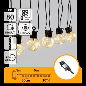 Aigostar - LED Venkovní dekorační řetěz 80xLED/3,6W/230V 5m IP44 teplá bílá