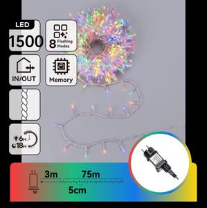 Aigostar - LED Venkovní vánoční řetěz 1500xLED/8 funkcí 78m IP44 multicolor