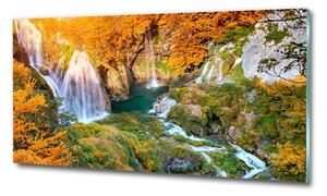Foto obraz sklo tvrzené Vodopád podzim osh-118861565