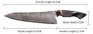 KnifeBoss damaškový nůž Chef 8.5" (214 mm) Ebony wood VG-10