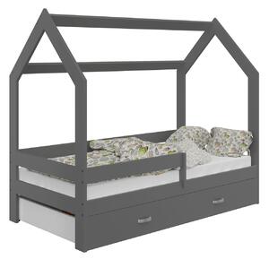 Dětská postel Domeček 160x80 D3 šedá s roštem
