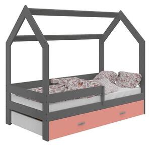 Dětská postel Domeček 160x80 D3 šedá s roštem