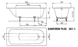 Kaldewei Saniform Plus - Vana 1500x700 mm, alpská bílá 111600010001