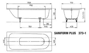 Kaldewei Saniform Plus - Vana 1700x750 mm, alpská bílá 112600010001