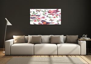 Foto-obraz skleněný horizontální Ptáci motýli višně osh-119637489