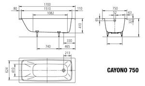 Kaldewei Cayono - Vana 1700x750 mm, alpská bílá 275000010001