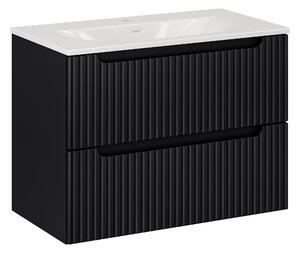 Comad Koupelnová skříňka s keramickým umyvadlem Nova Black 80 cm - černá mat