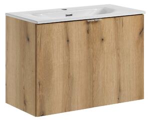 Comad Koupelnová skříňka s keramickým umyvadlem Nova Oak 80 cm - dub coast evoke