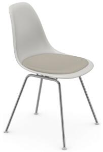 Vitra designové židle DSX (bílá skořepina, čalouněný sedák látka kat. Hopsak Warm Grey/ Ivory, podnož pochromovaná, klu