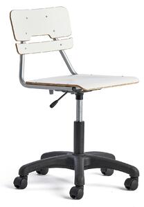 AJ Produkty Otočná židle LEGERE, velký sedák, s kolečky, nastavitelná výška 430-550 mm, bílá