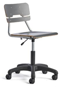 AJ Produkty Otočná židle LEGERE, velký sedák, s kolečky, nastavitelná výška 430-550 mm, antracitově šedá