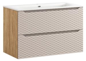 Comad Koupelnová skříňka s keramickým umyvadlem Ocean Beige II 90 cm - béžová