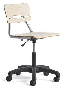 AJ Produkty Otočná židle LEGERE, velký sedák, s kolečky, nastavitelná výška 430-550 mm, bříza