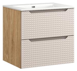 Comad Koupelnová skříňka s keramickým umyvadlem Luxor Beige 60 cm - béžová