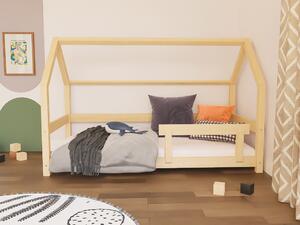 Dětská postel domeček TERY se zábranou - Béžová, 120x200 cm, S otevřeným vstupem