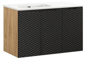 Comad Koupelnová skříňka s keramickým umyvadlem Ocean Black 90 cm - černá mat
