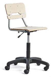 AJ Produkty Otočná židle LEGERE, malý sedák, s kolečky, nastavitelná výška 430-550 mm, bříza