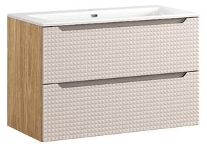 Comad Koupelnová skříňka s keramickým umyvadlem Luxor Beige 90 cm - béžová