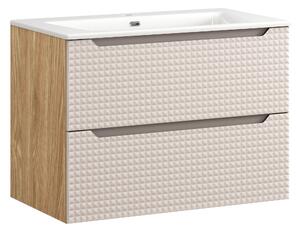 Comad Koupelnová skříňka s keramickým umyvadlem Luxor Beige 80 cm - béžová