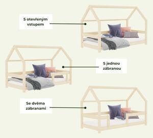 Dětská postel domeček TERY se zábranou - Nelakovaná, 80x160 cm, Se dvěma zábranami