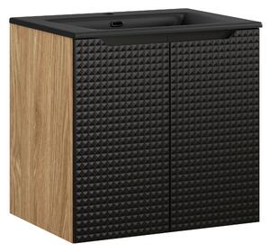 Comad Koupelnová skříňka s keramickým umyvadlem Luxor Black 60 cm - černá mat