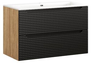 Comad Koupelnová skříňka s keramickým umyvadlem Luxor Black 90 cm - černá mat