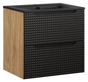 Comad Koupelnová skříňka s keramickým umyvadlem Luxor Black II 60 cm - černá mat