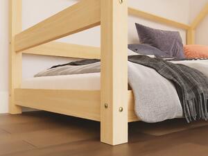 Dětská postel domeček TERY se zábranou - Transparentní vosková lazura matná, 120x200 cm, Se dvěma zábranami