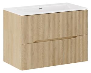 Comad Koupelnová skříňka s keramickým umyvadlem Nordic Cremona 80 cm - dub cremona